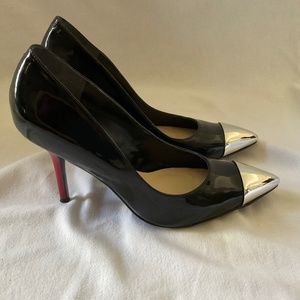 Guess Shoes, Size 8, Black with Silver Cap-Toe Stiletto Pumps